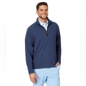Men's Vineyard Vines Calm Water Quarter- Zip in Deep Bay Blue Sz Medium